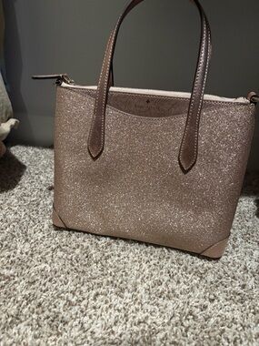 Kate Spade Rose Gold Glitter Mini Tote Bag